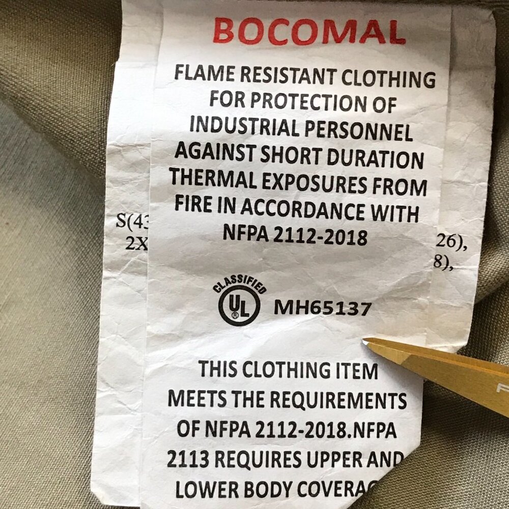 BOCOMAL‎ 7.5oz FR Flame Resistant Shirt Men's Sz 2XL Khaki 100% Cotton NFPA2112 - Picture 9 of 16